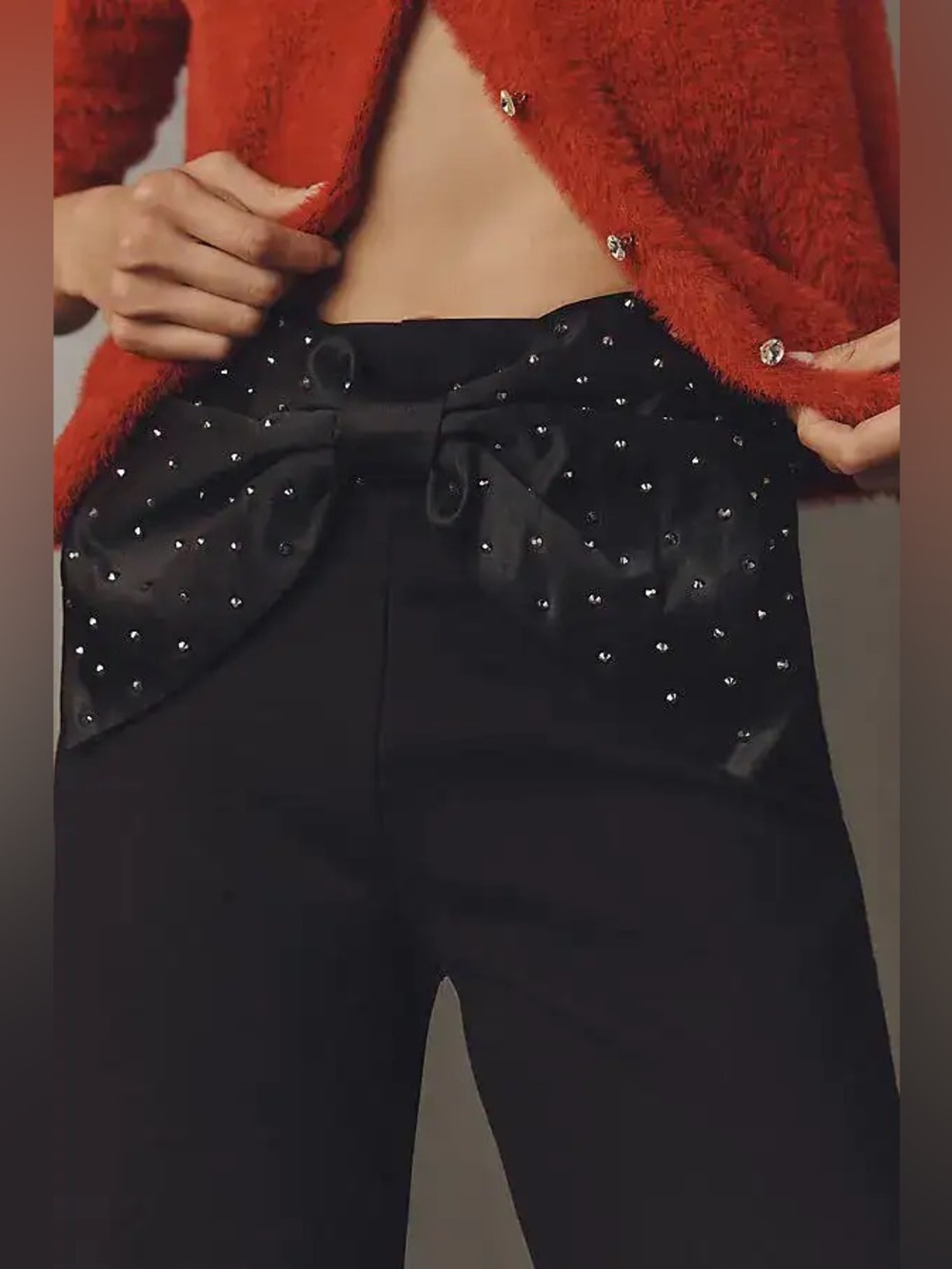 Anthropologie The Colette Crop Bow-Waist Sparkle Pants by Maeve Size 28